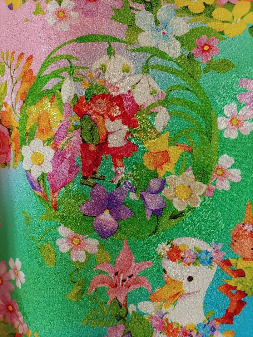 七五三 着物 花柄 7歳　ブランド着物　moe ピンク　水色　フルセット　髪飾り