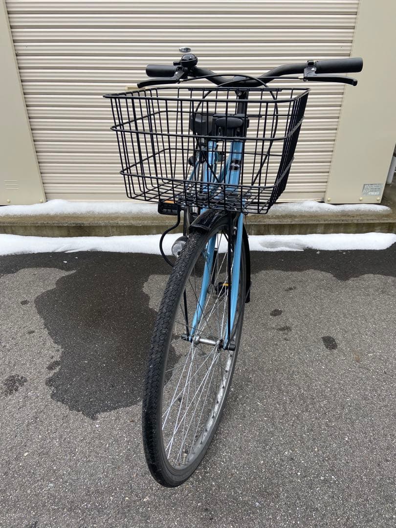 ブルーグレー シティサイクル 27インチ 前バスケット付き