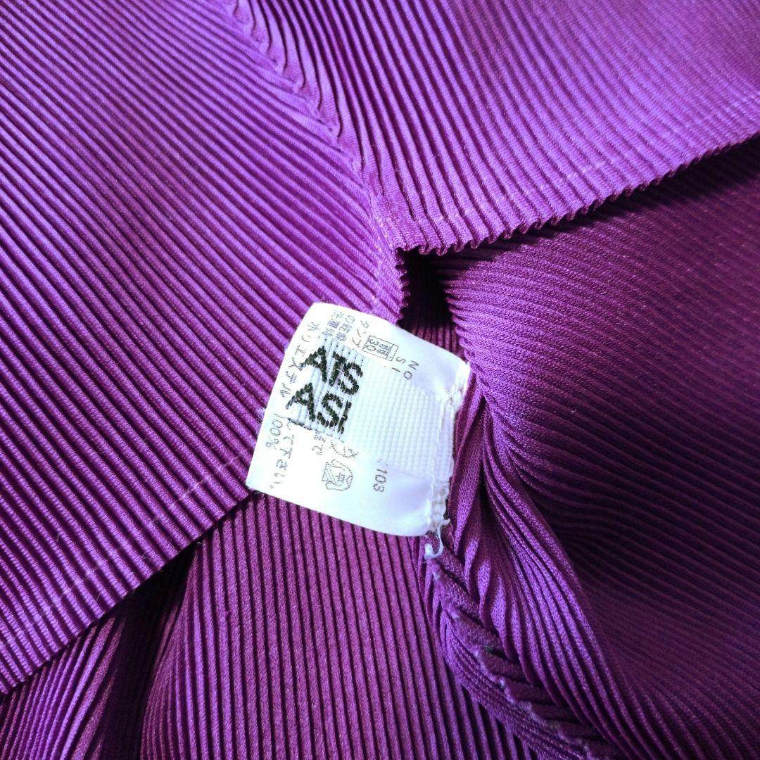 プリーツプリーズ　PLEATSPLEASE リブ編み パープル 長袖 トップス