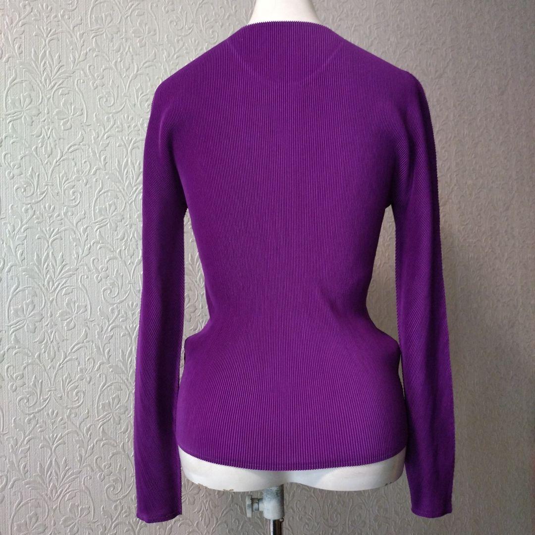 プリーツプリーズ　PLEATSPLEASE リブ編み パープル 長袖 トップス