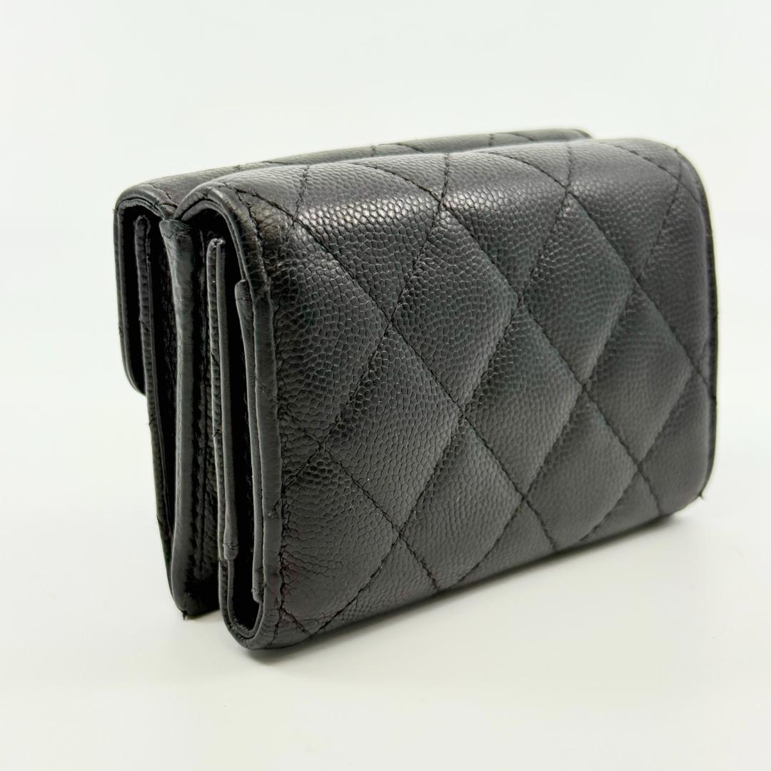 CHANEL シャネル 三つ折り財布　 スモールウォレット キャビアスキン