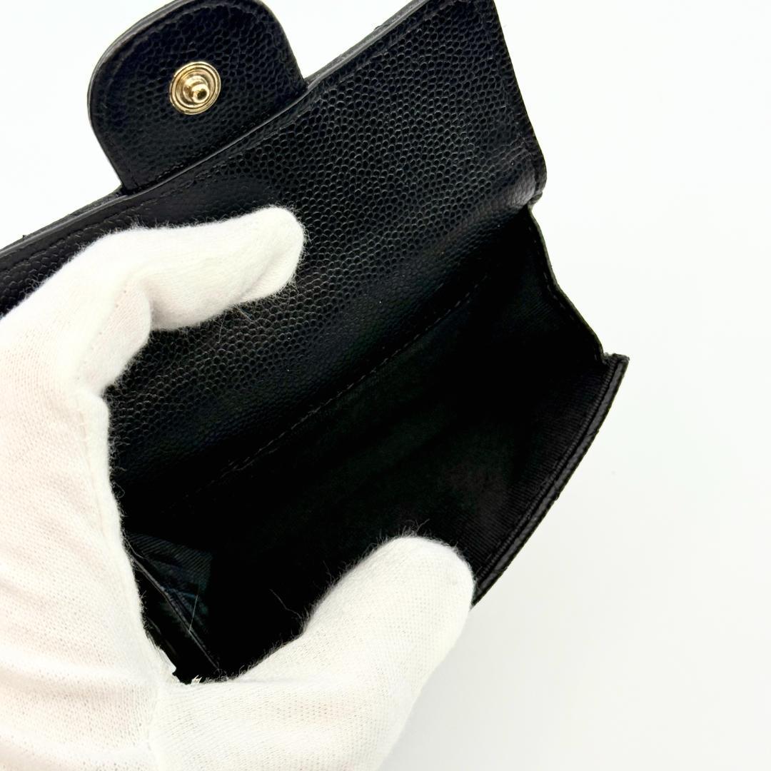 CHANEL シャネル 三つ折り財布　 スモールウォレット キャビアスキン