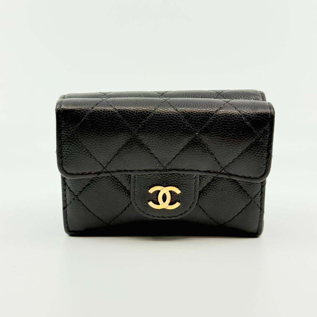 CHANEL シャネル 三つ折り財布　 スモールウォレット キャビアスキン