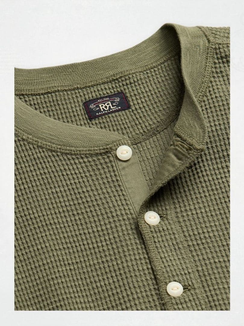 RRL ガーメントダイド ワッフルニット ヘンリーネック シャツ 《キムタク着》