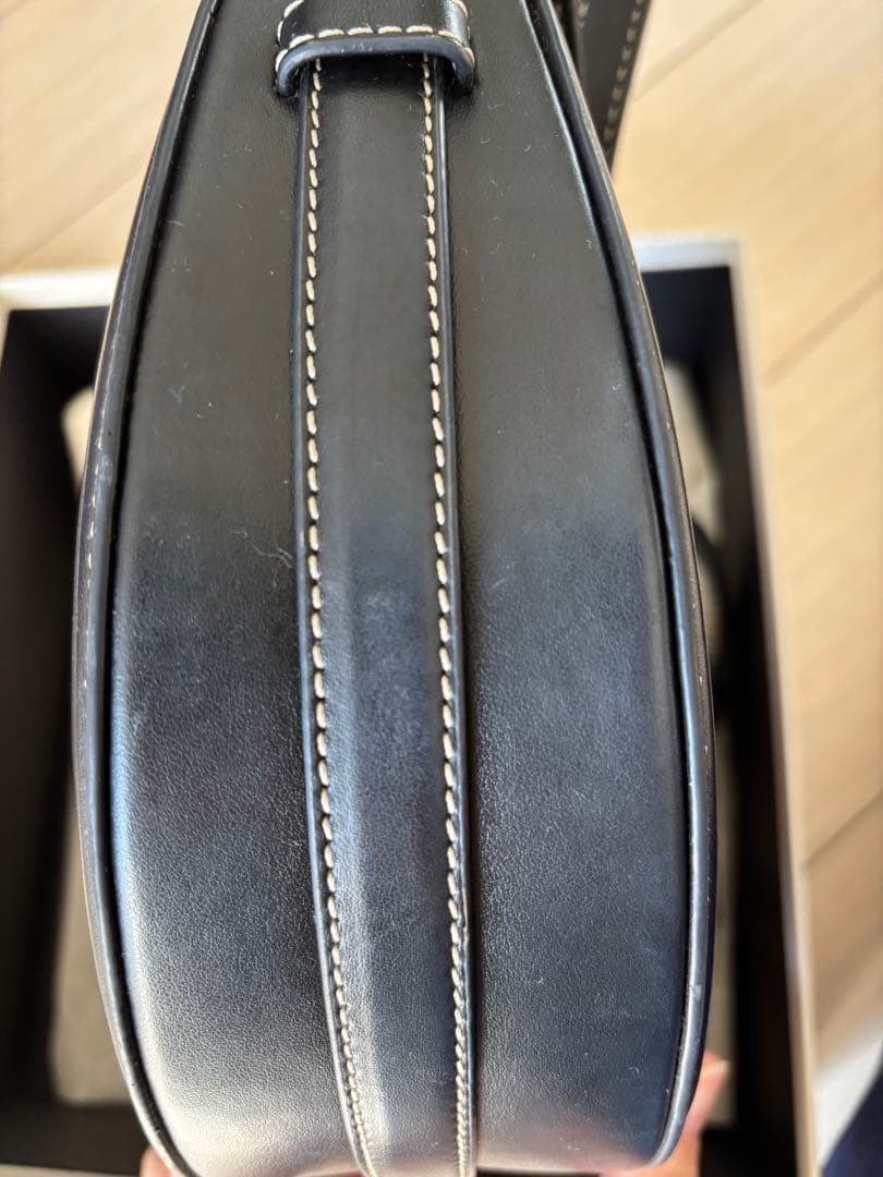 POLENE ブラック レザー ショルダーバッグ