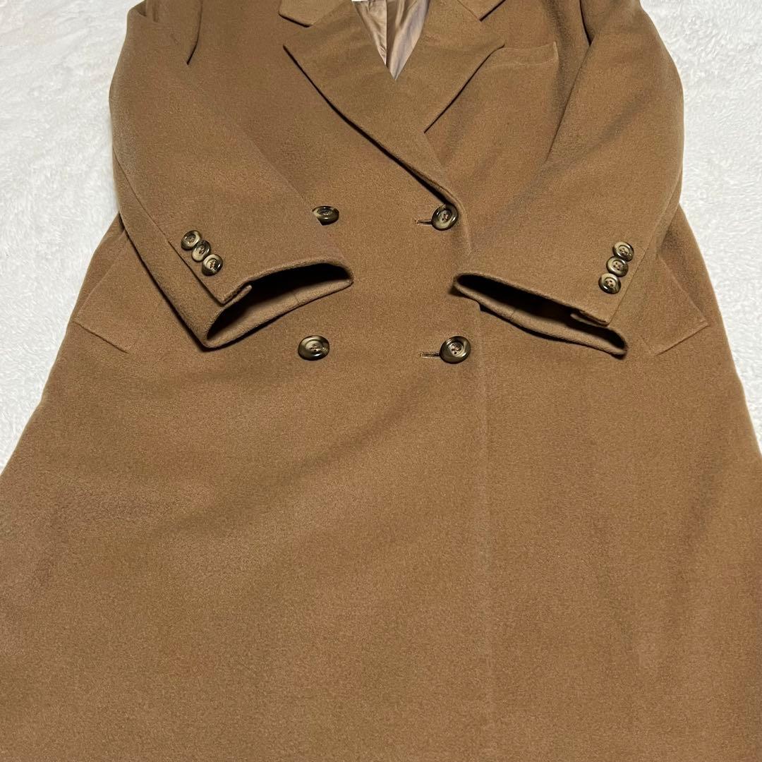 【美品】バーバリー　ロングダブルチェスターコート　カシミヤ50％　ベージュ