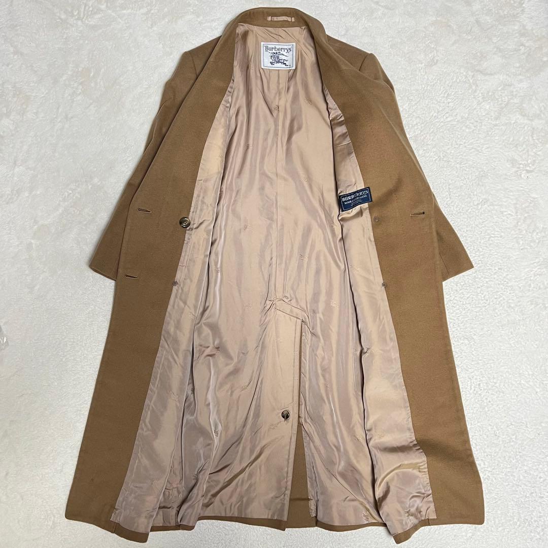 【美品】バーバリー　ロングダブルチェスターコート　カシミヤ50％　ベージュ