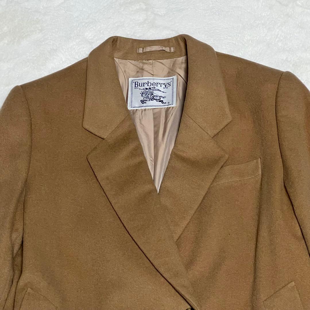 【美品】バーバリー　ロングダブルチェスターコート　カシミヤ50％　ベージュ