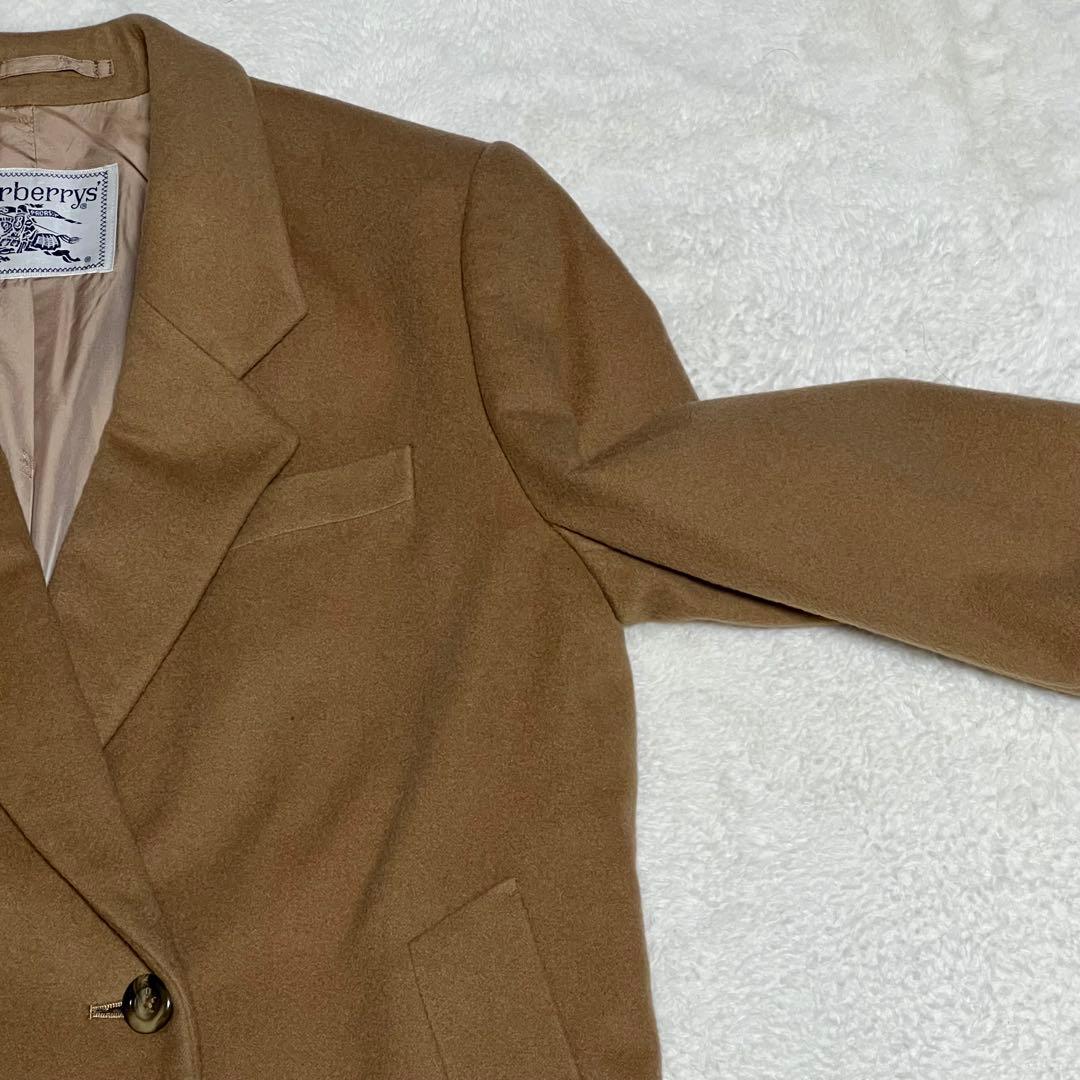 【美品】バーバリー　ロングダブルチェスターコート　カシミヤ50％　ベージュ