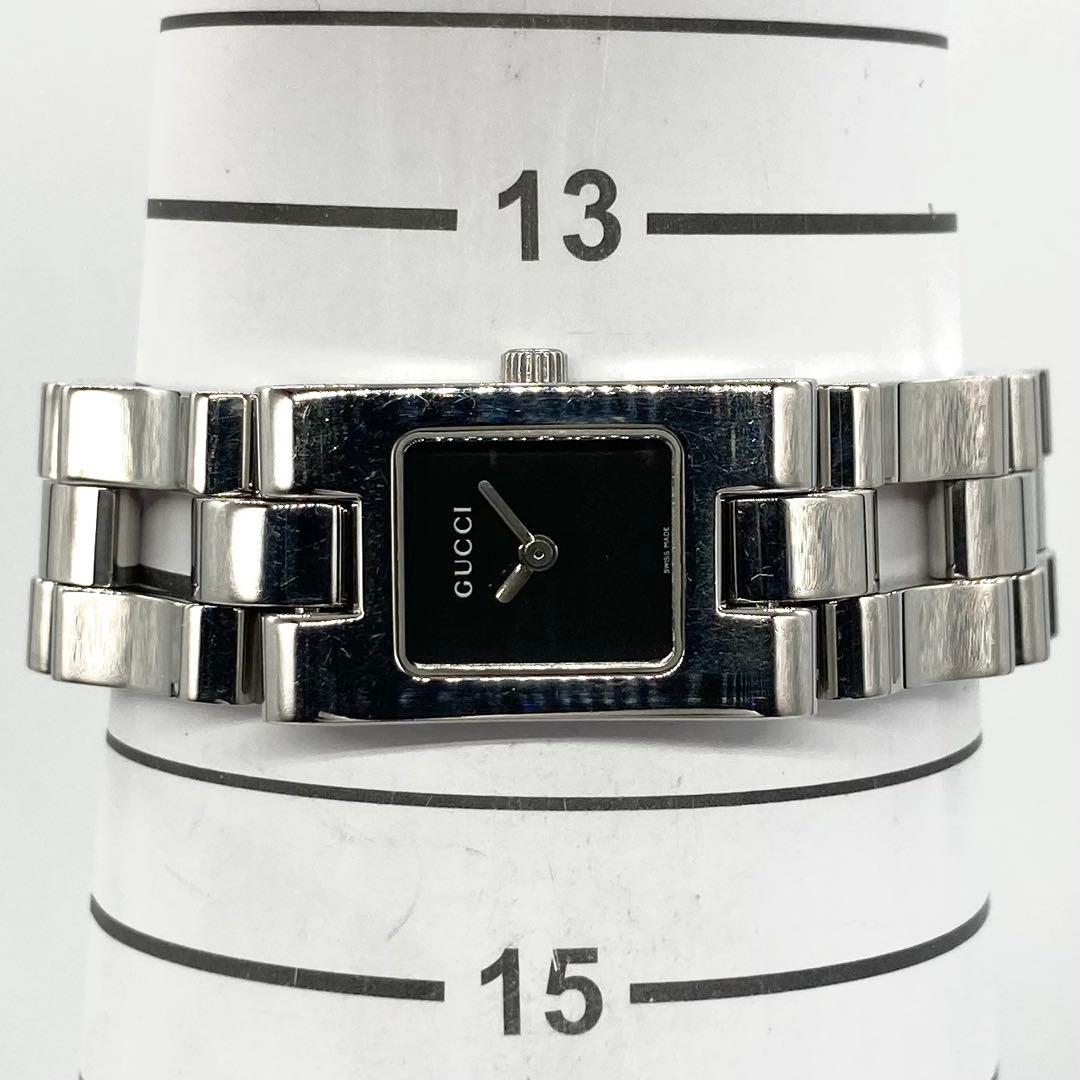 【稼動】 グッチ 腕時計 2305L QZ スクエア 黒文字盤 レディース
