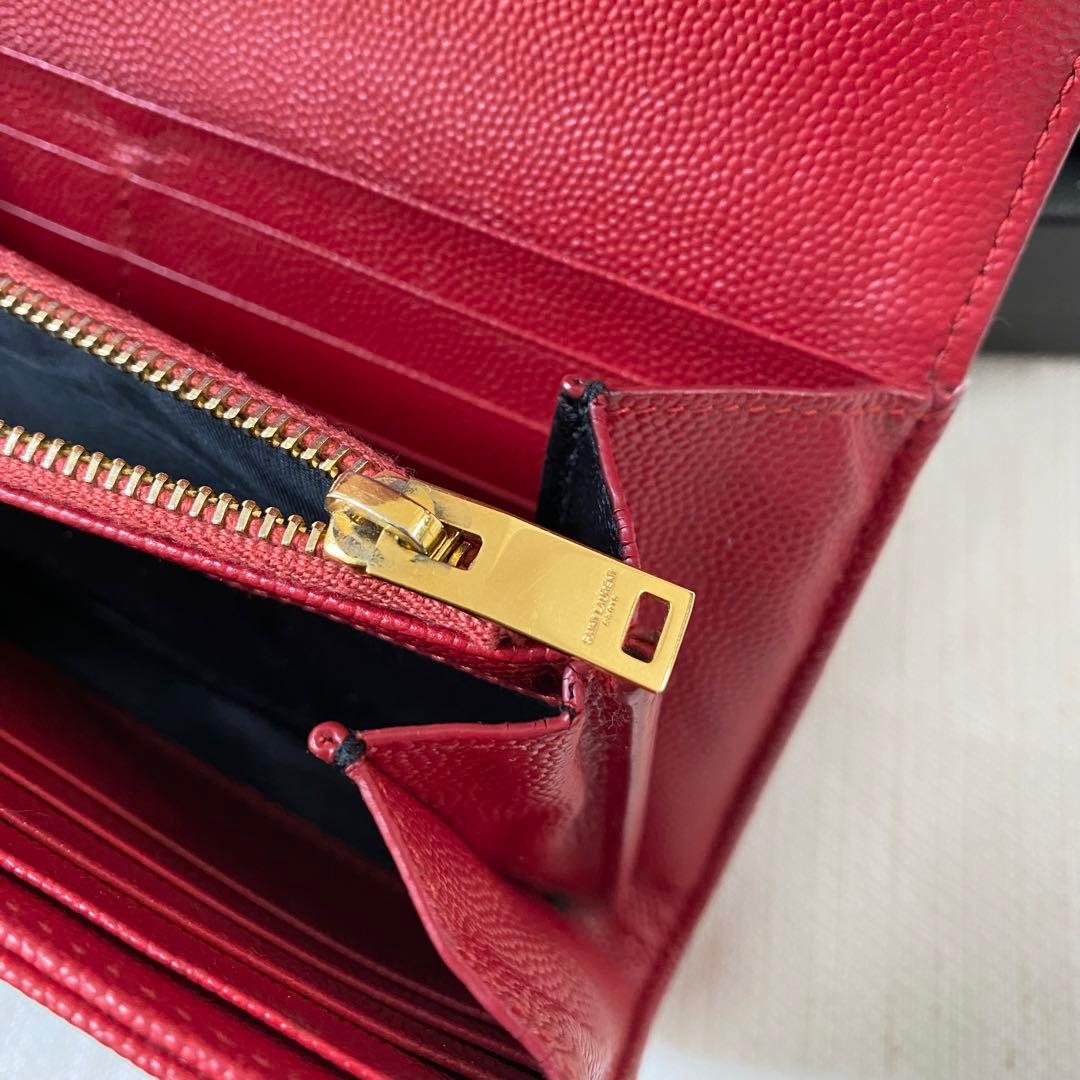 SaintLaurent 長財布 YSL サンローラン キルティング レッド