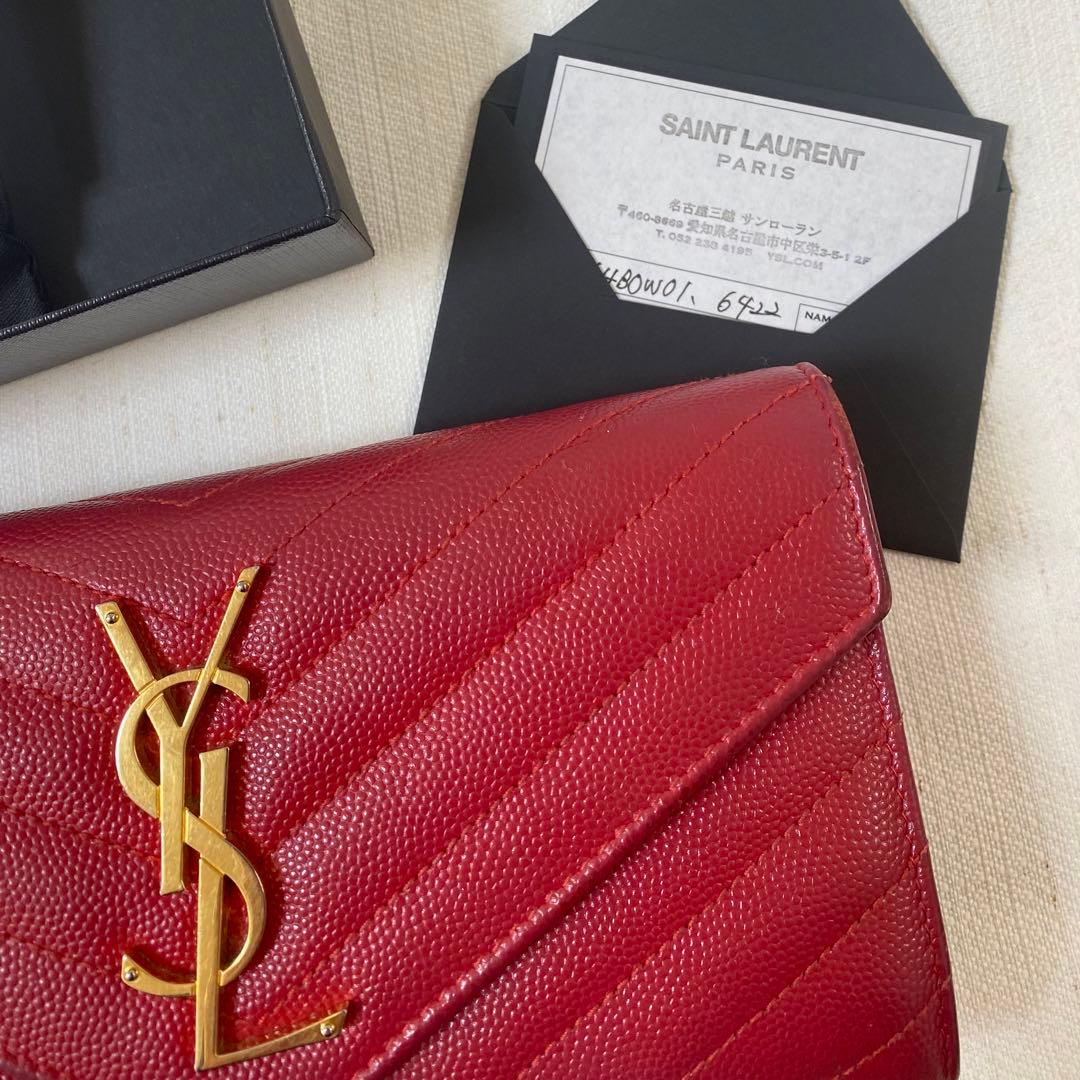 SaintLaurent 長財布 YSL サンローラン キルティング レッド