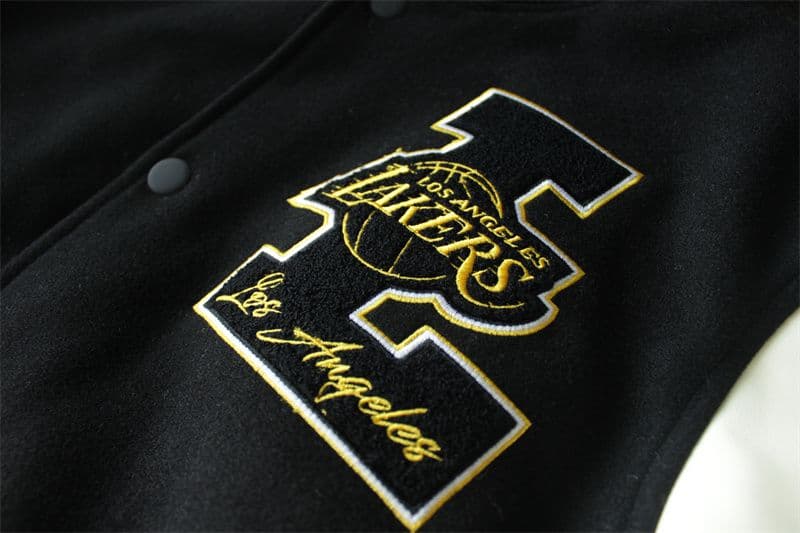 NBA ロサンゼルス レイカーズ 袖レザー 刺繍 フード付きスタジャン M