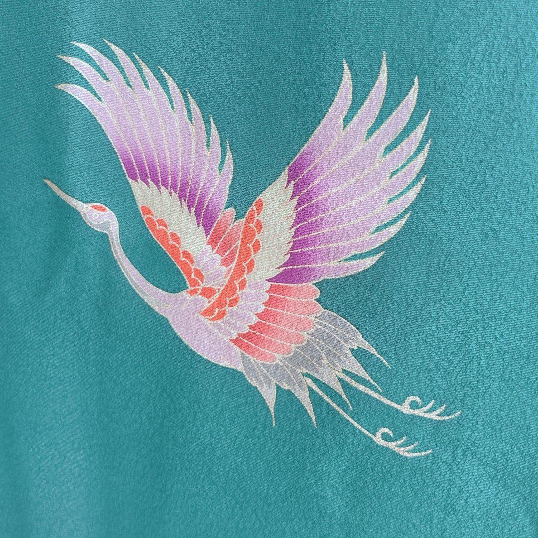 七五三　7歳女の子　フルセット　きもの　緑　比翼仕立　西陣別織　正絹　7288