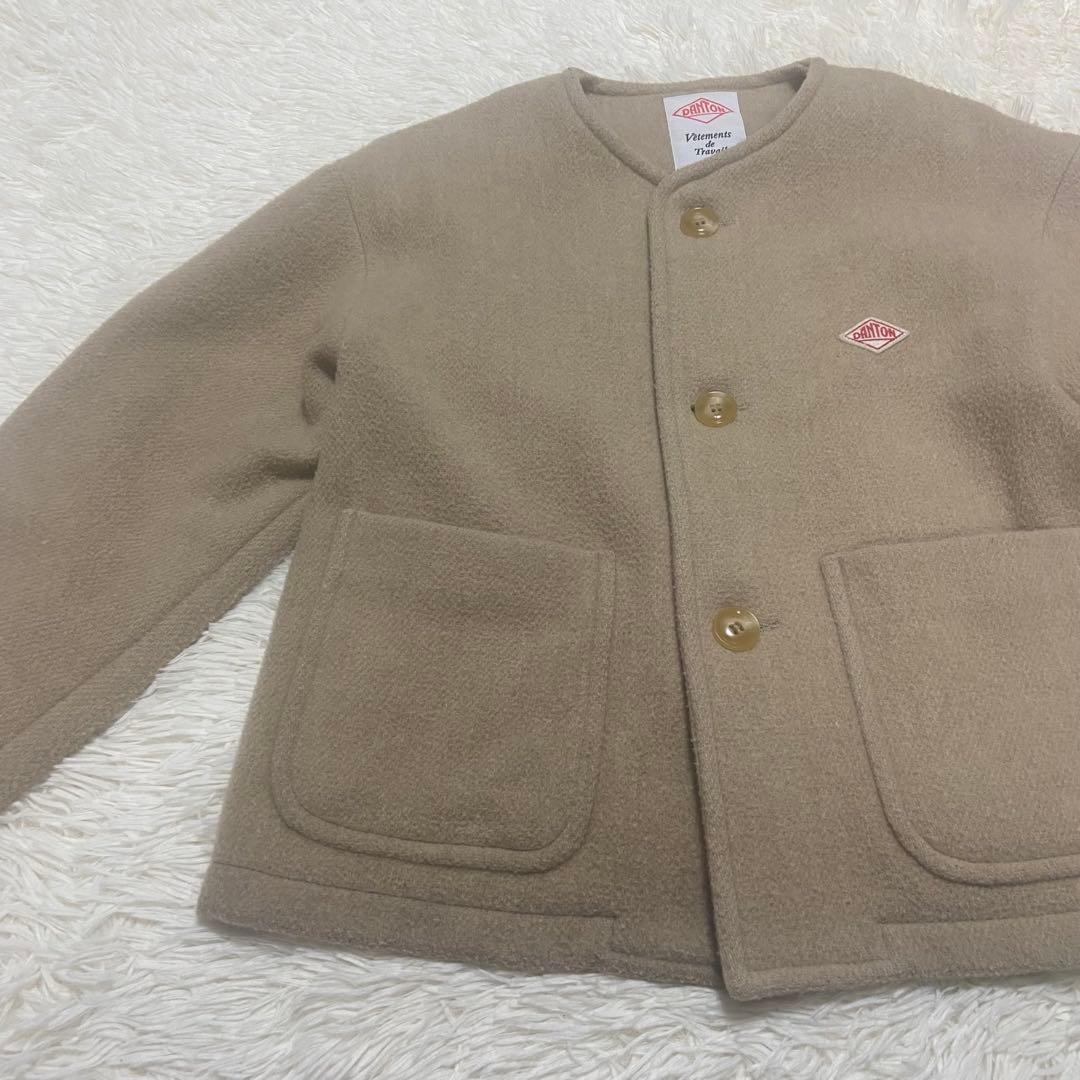DANTON ライトパイル ウールモッサ カラーレス ジャケット 34 M