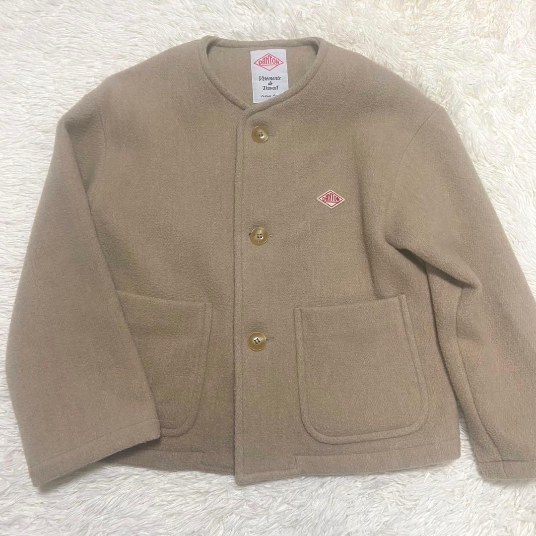 DANTON ライトパイル ウールモッサ カラーレス ジャケット 34 M