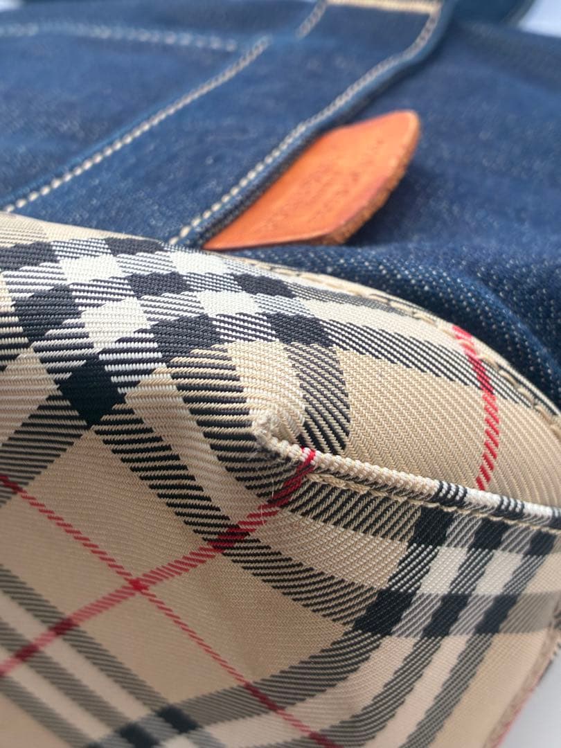 【美品】デニム×ノバチェックトートバッグ BURBERRY BLUE LABEL