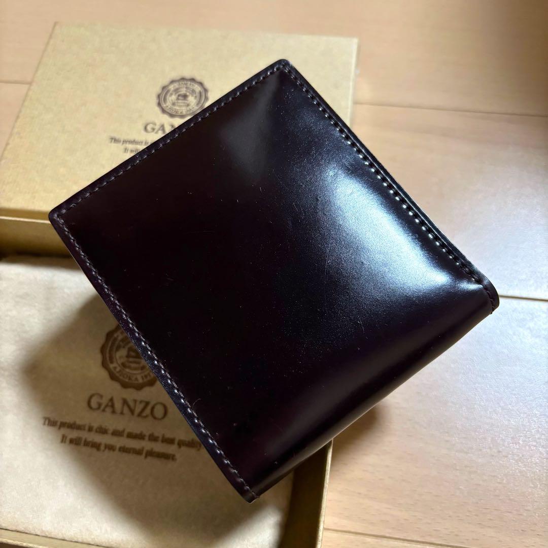 ガンゾ　ganzo シェルコードバン2 二つ折り財布　バーガンディ　ほぼ未使用品
