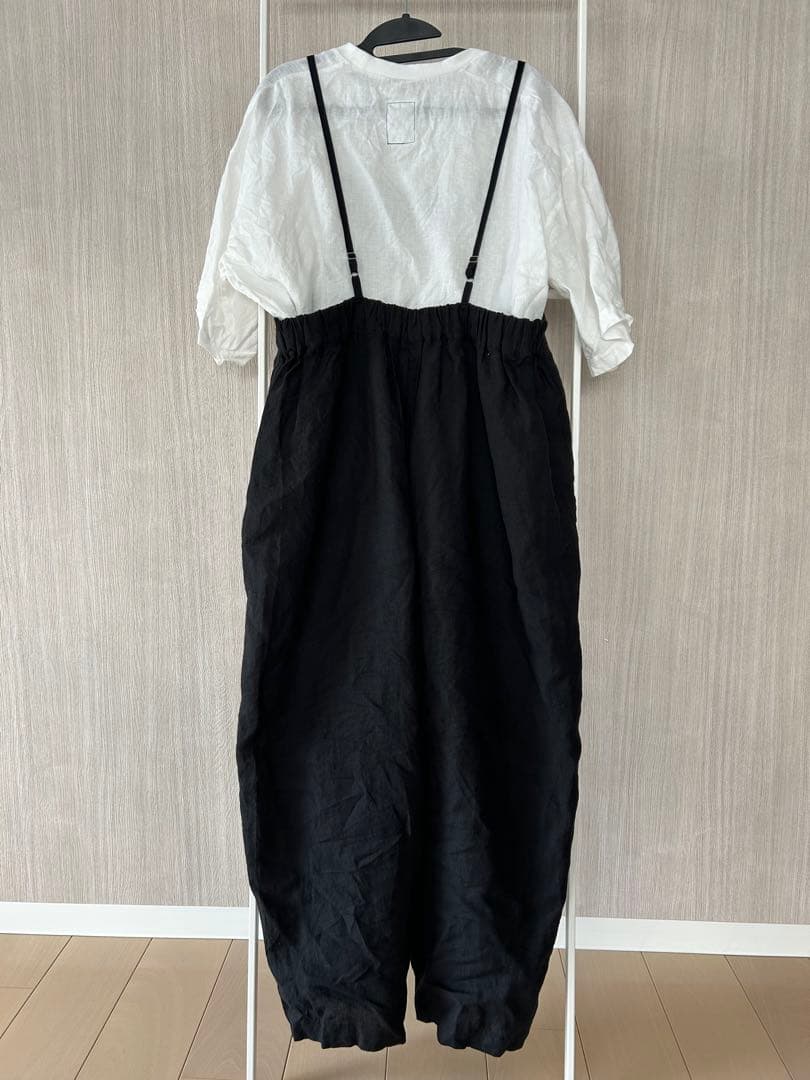 UNIVERSAL TISSU ／リネン100%サロペット／ブラック