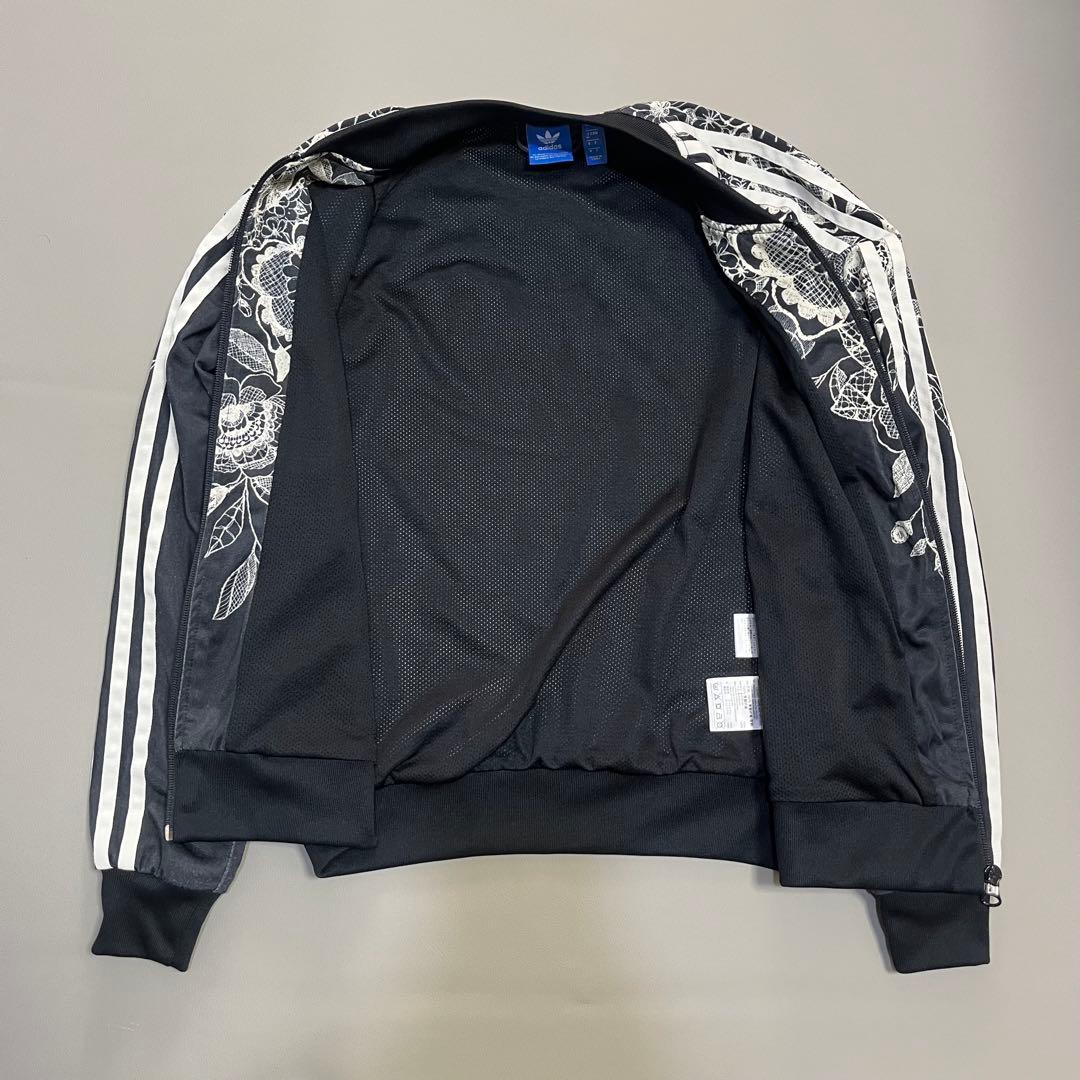 adidas アディダス花柄刺繍 ブラックジャージ　M