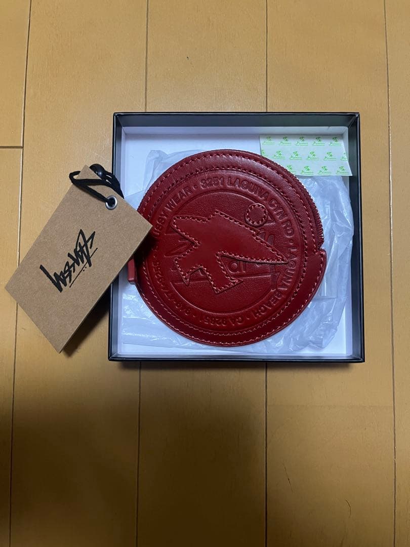 STUSSY SURF DOT レザー ポーチ ロゴ 財布