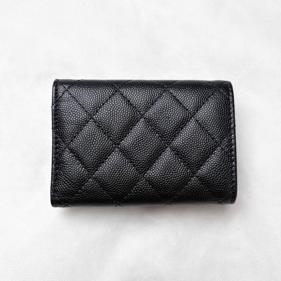 新品未使用 CHANEL 三つ折り財布 キャビアスキン シールカード ココマーク