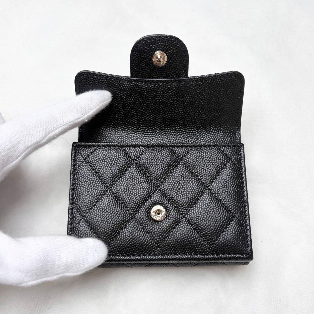新品未使用 CHANEL 三つ折り財布 キャビアスキン シールカード ココマーク