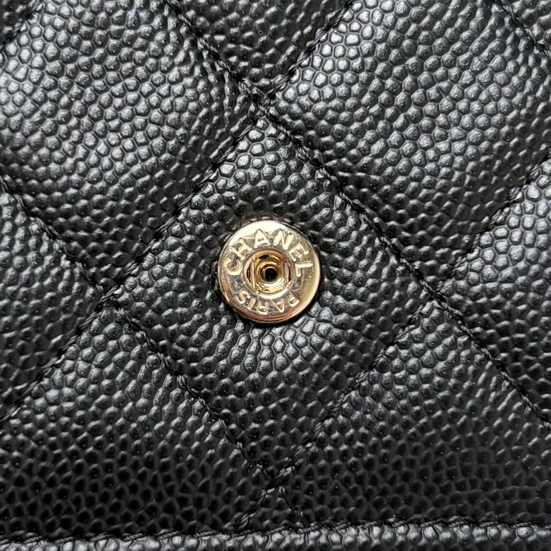 新品未使用 CHANEL 三つ折り財布 キャビアスキン シールカード ココマーク