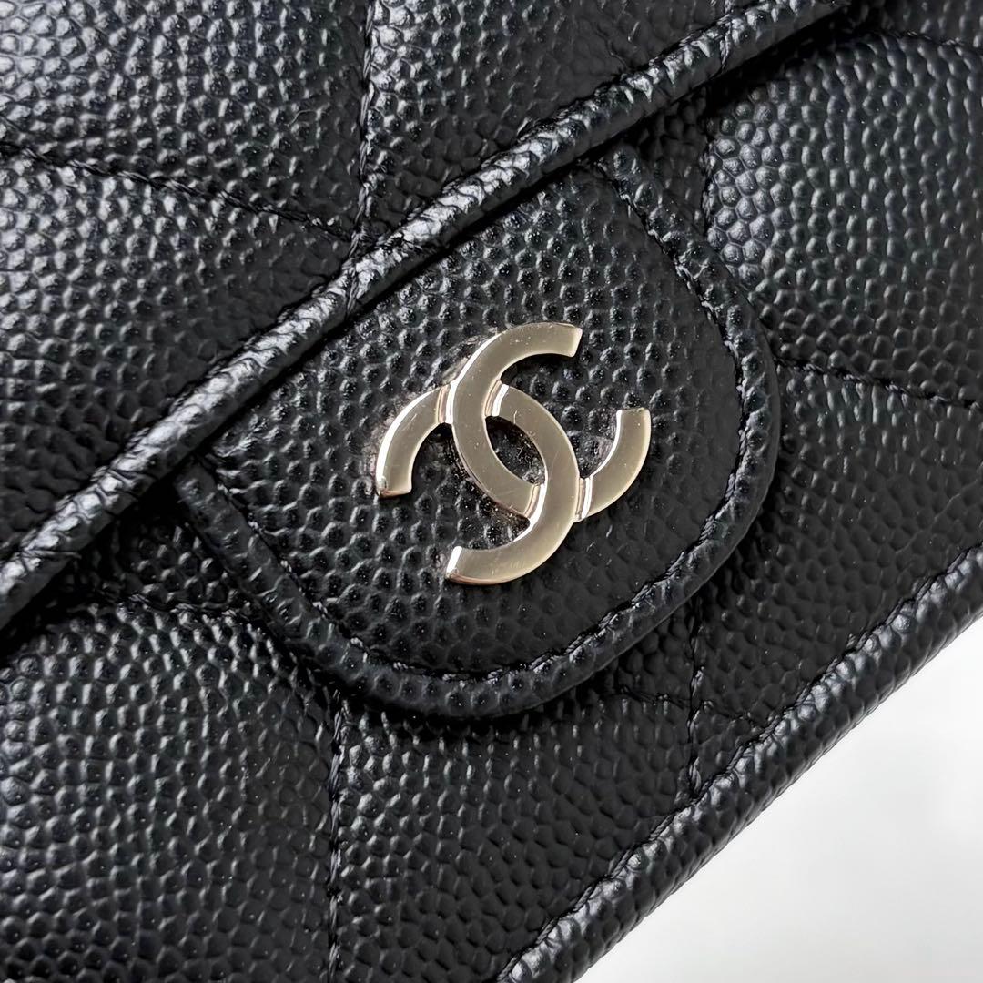 新品未使用 CHANEL 三つ折り財布 キャビアスキン シールカード ココマーク