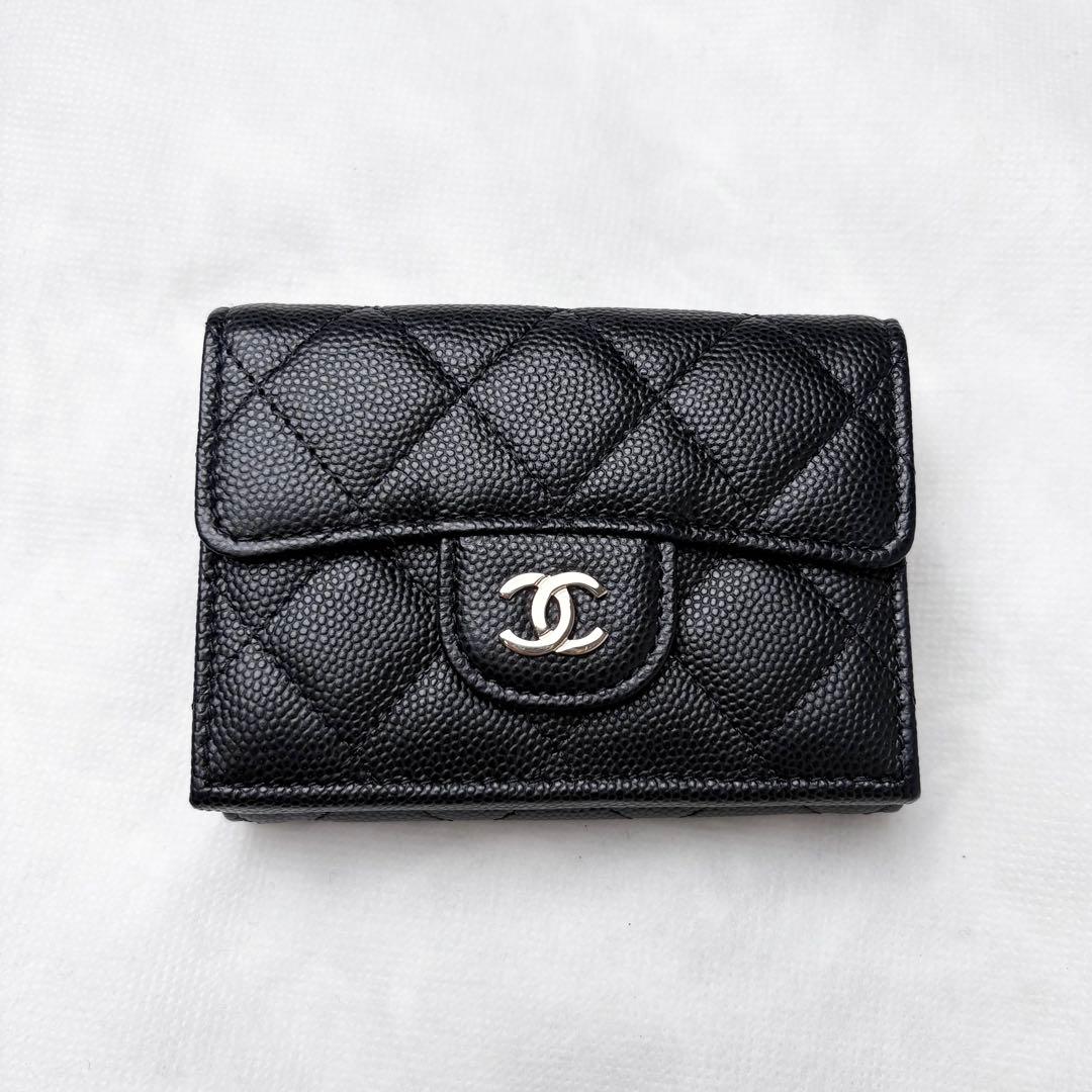 新品未使用 CHANEL 三つ折り財布 キャビアスキン シールカード ココマーク
