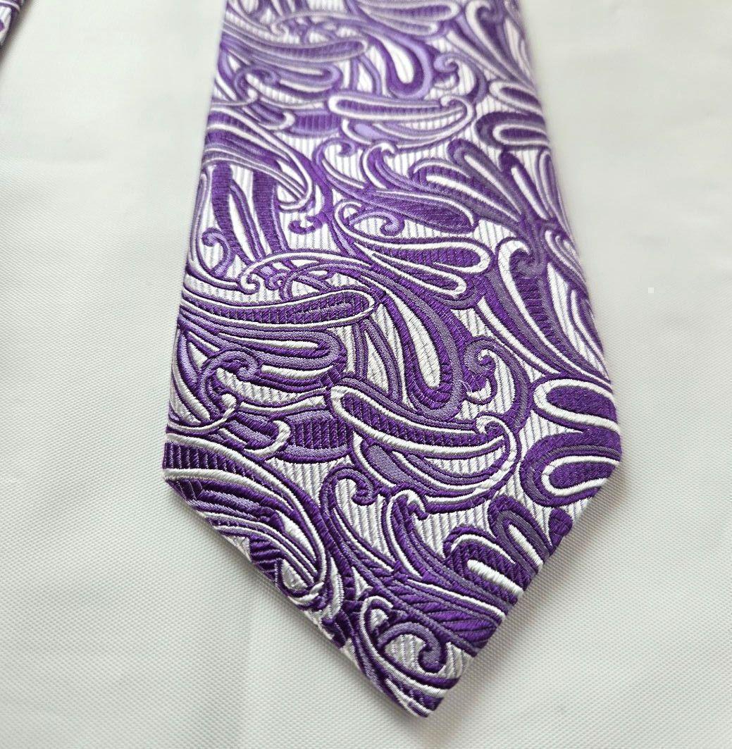最上級 美品　penrose ハンドメイド パープル　ペイズリー　ネクタイ