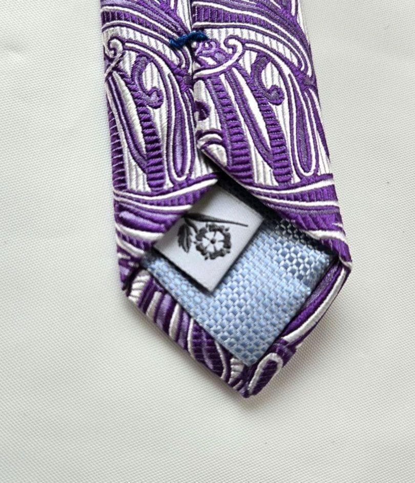 最上級 美品　penrose ハンドメイド パープル　ペイズリー　ネクタイ