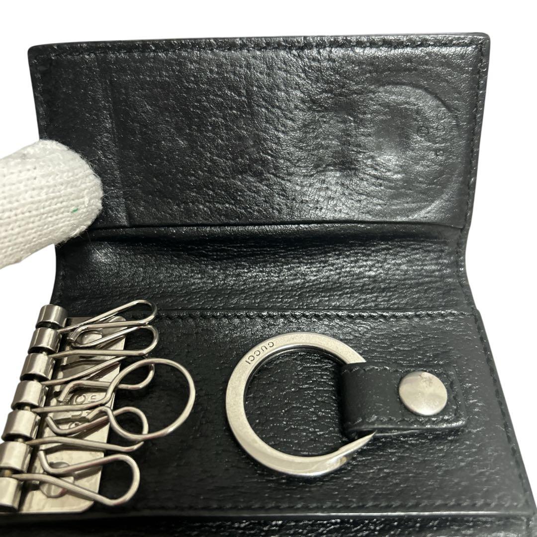 美品 GUCCI GGロゴ GG マーモント キーケース レザー ブラック 黒