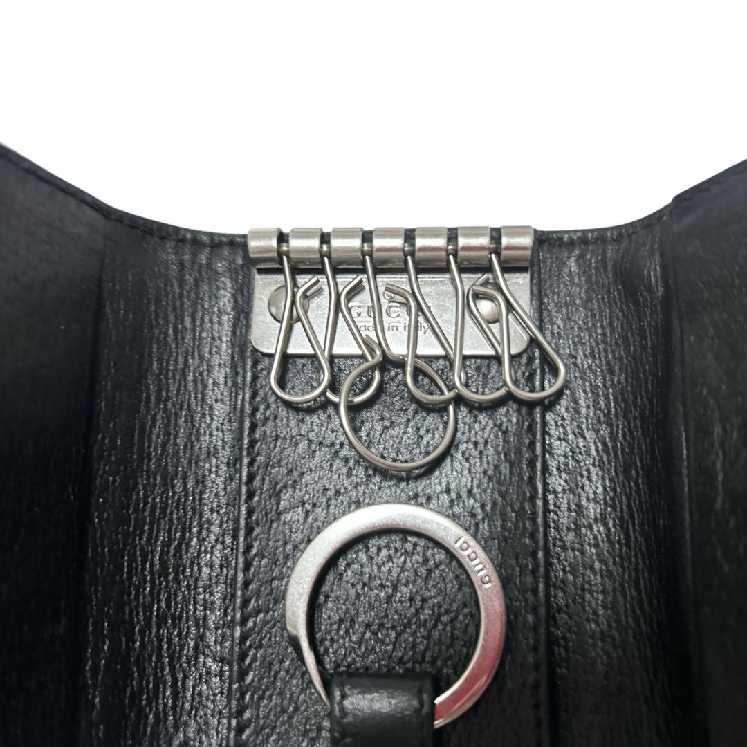 美品 GUCCI GGロゴ GG マーモント キーケース レザー ブラック 黒