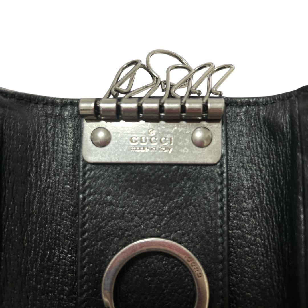 美品 GUCCI GGロゴ GG マーモント キーケース レザー ブラック 黒