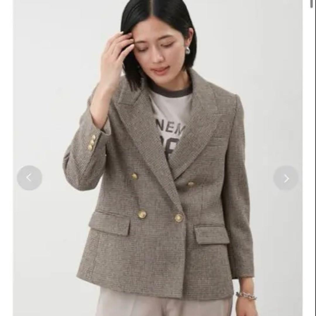 今季　ミラ オーウェン　チェック金釦ダブルブレストブレザー