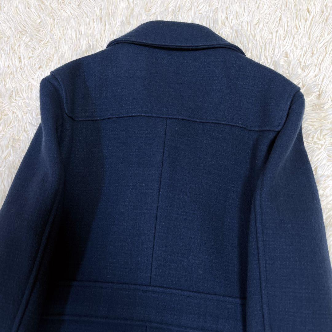 《極美品》バーバリー ブラックレーベル ウール Ｐコート 青 ダブルジャケット