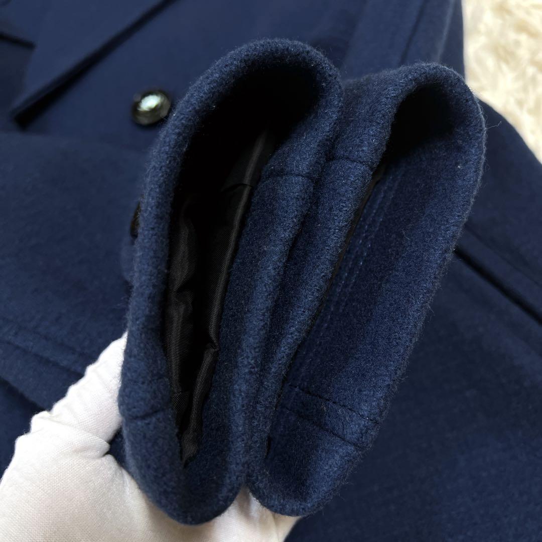 《極美品》バーバリー ブラックレーベル ウール Ｐコート 青 ダブルジャケット