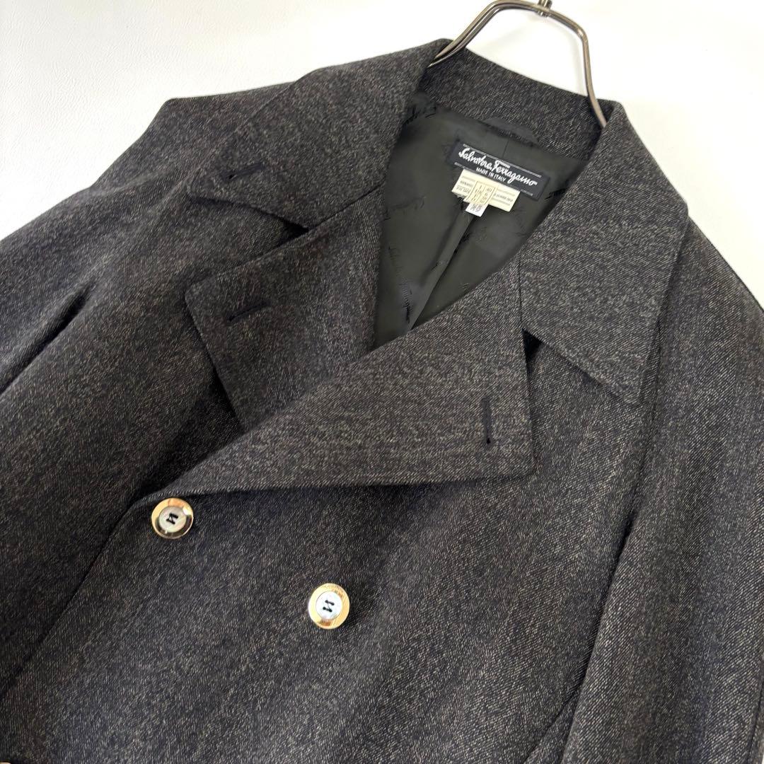 【美品】サルヴァドーレフェラガモ ダブルチェスターコート シェルボタン 金ボタン