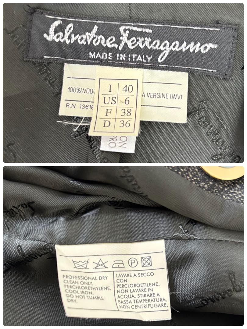 【美品】サルヴァドーレフェラガモ ダブルチェスターコート シェルボタン 金ボタン