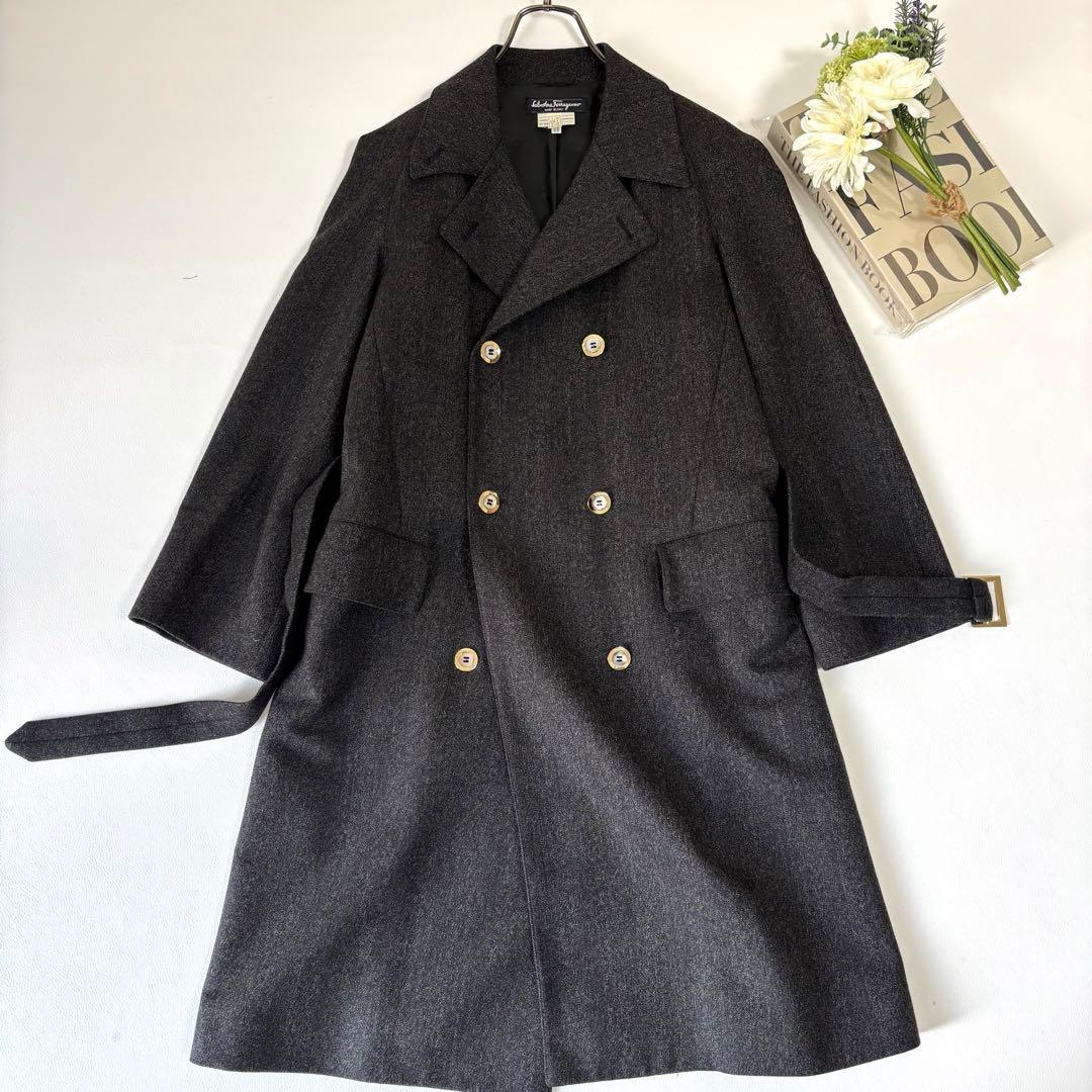 【美品】サルヴァドーレフェラガモ ダブルチェスターコート シェルボタン 金ボタン