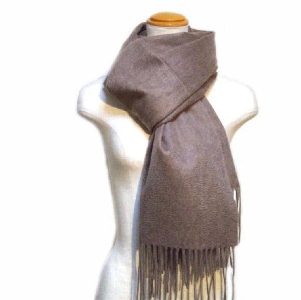 残り僅か値下70㎝×200超大判無染色100%カシミヤストールマフラーMOC新品