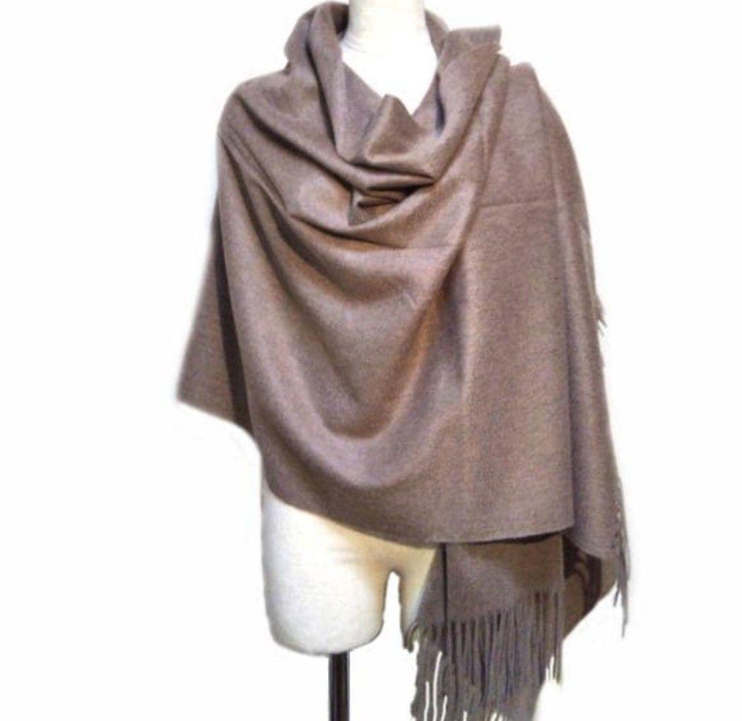 残り僅か値下70㎝×200超大判無染色100%カシミヤストールマフラーMOC新品