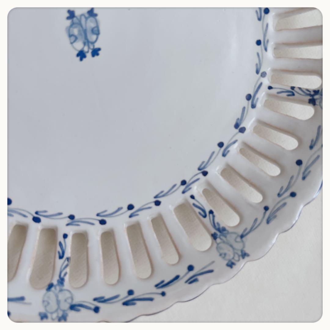 北フランス　ハンドペイント　透かしプレート　ヴィンテージ