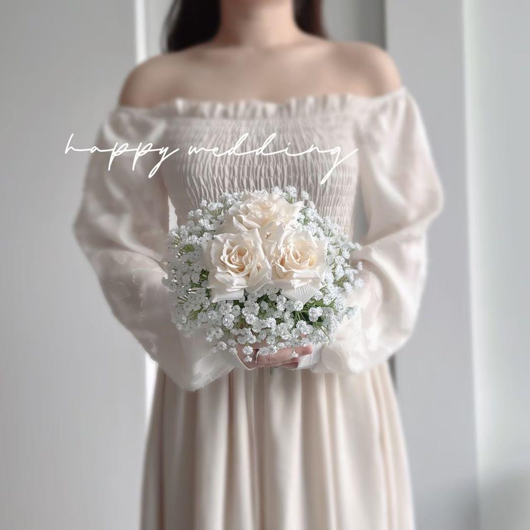 【ブーケ2個、ブートニアセット】ウェディングブーケ　世界に一つ♡ ブーケ