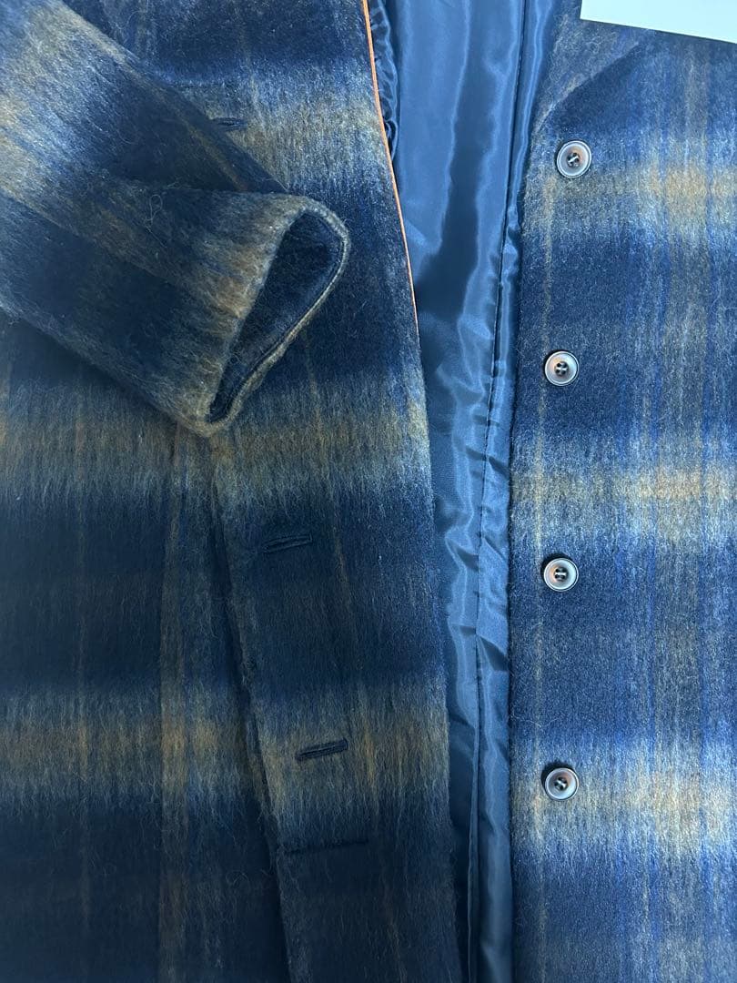 irise ネイビー・ブラウンチェックロングコート