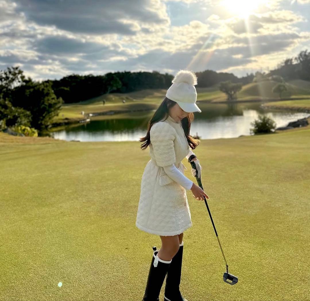 りっくん　ミラージュゴルフ　パフスリーブキルティングワンピース