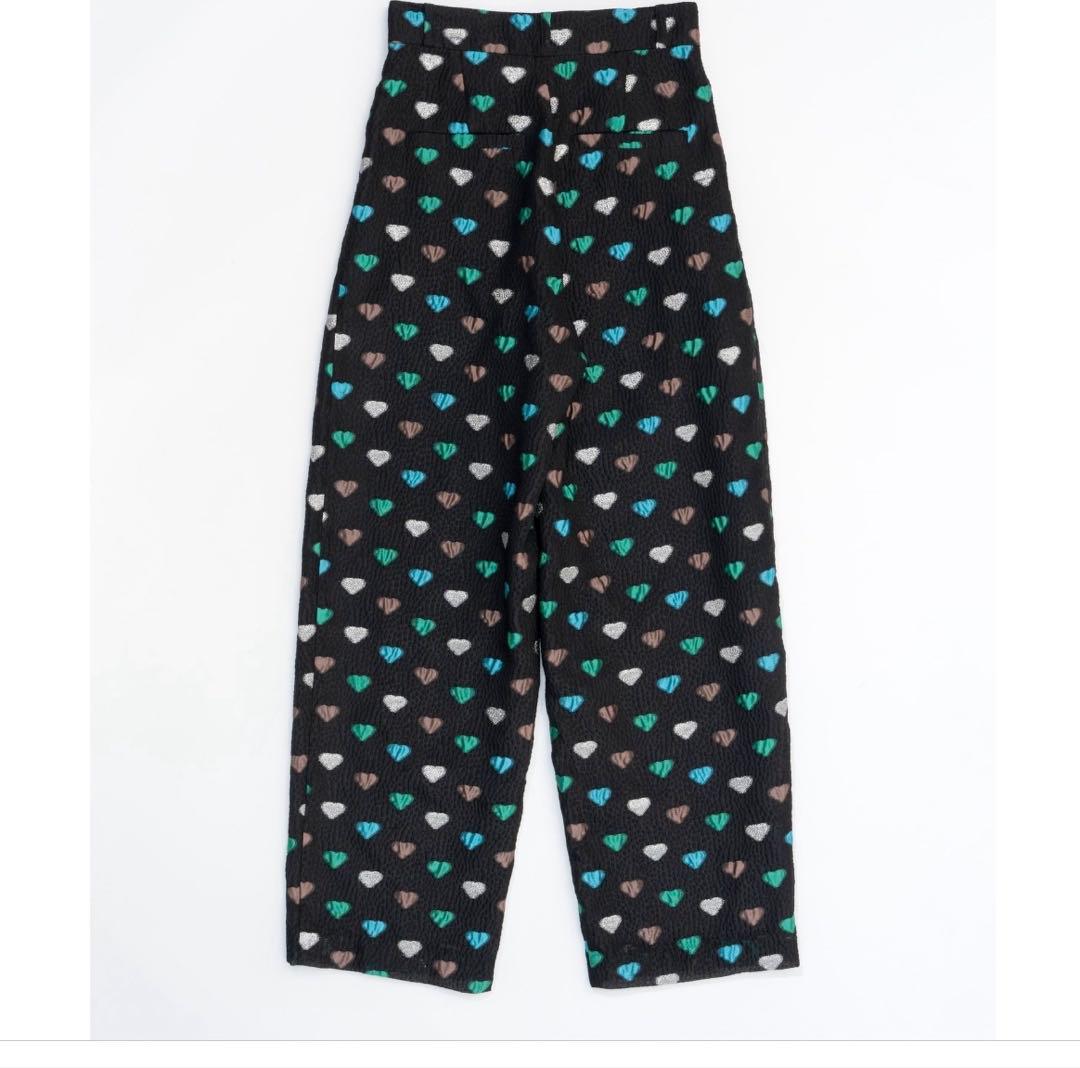 メゾンスペシャルHeart Jacquard Pants ブラック/グリーン