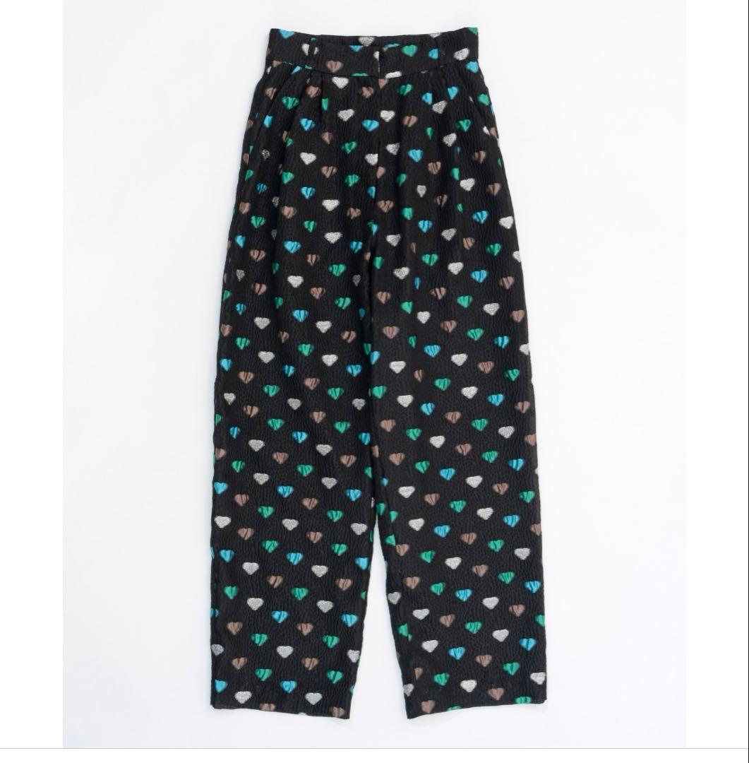 メゾンスペシャルHeart Jacquard Pants ブラック/グリーン