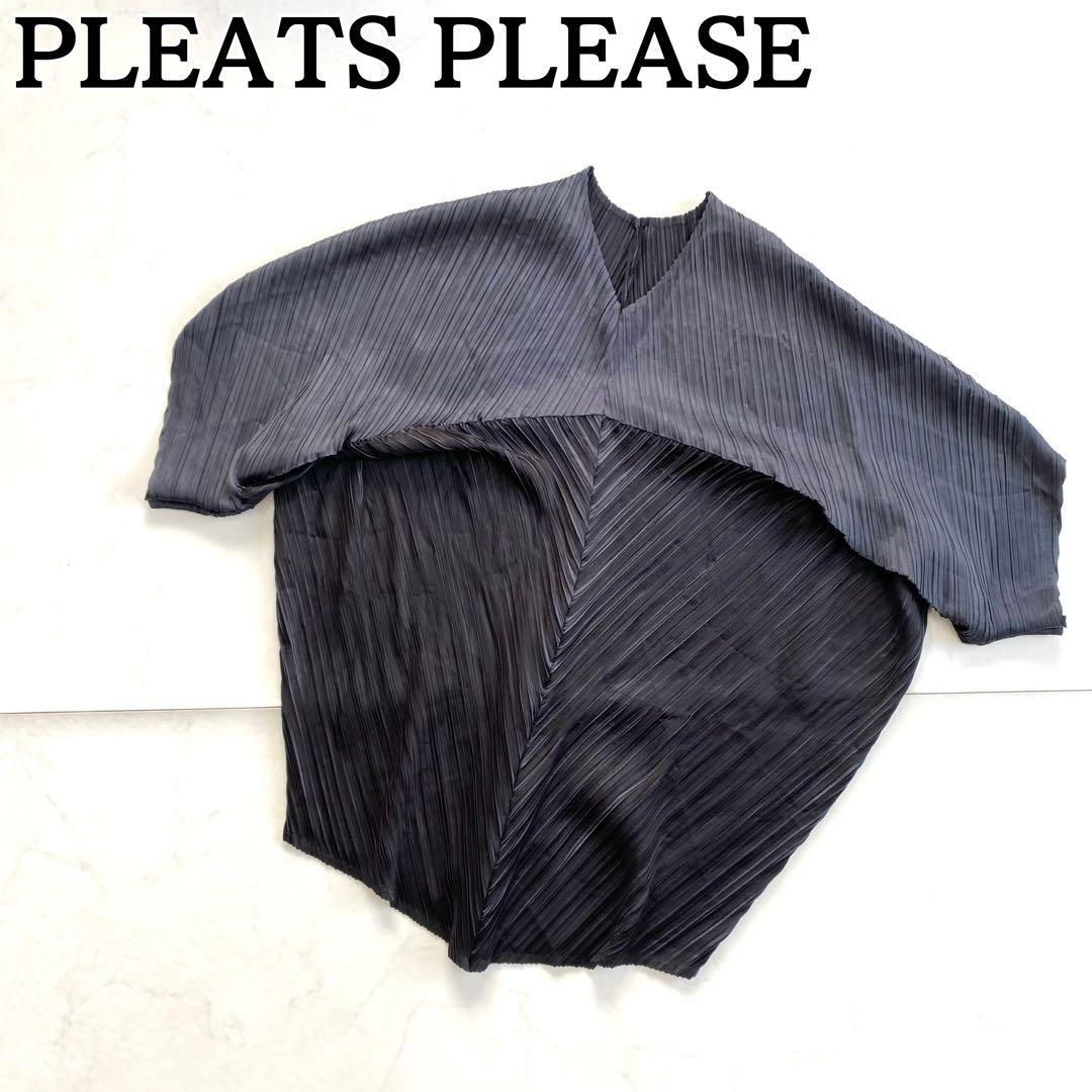 美品★PLEATS PLEASE イッセイミヤケ 半袖カットソー Vネック 3